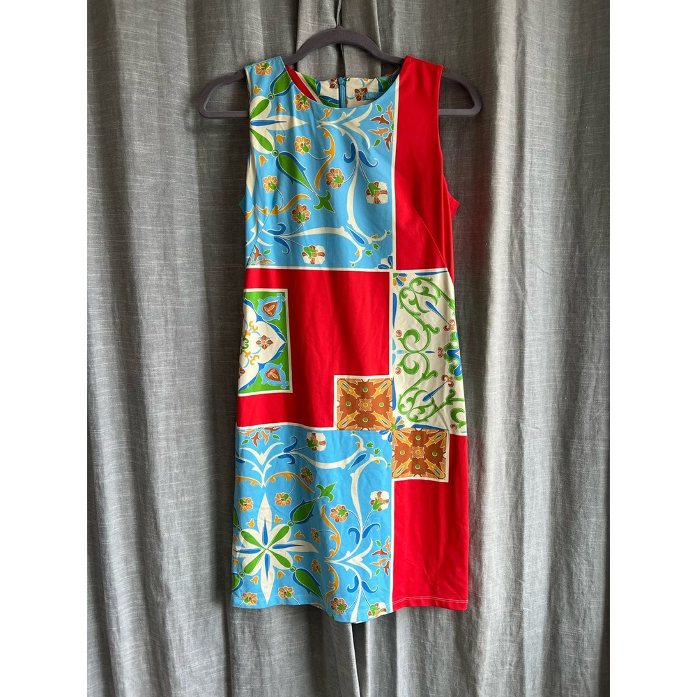 J McLaughlin Block Print Sleeveless Shift Dress | Women's XS US | EUC